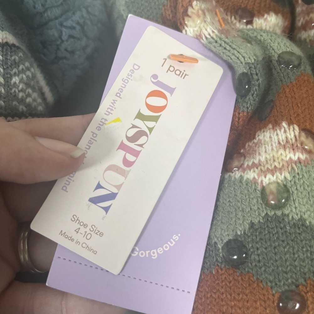 JoySpun Kids Slipper Socks 2-Pack Raccoon Mountain Fair Isle Non-Slip 4-10 NEW - Picture 7 of 8